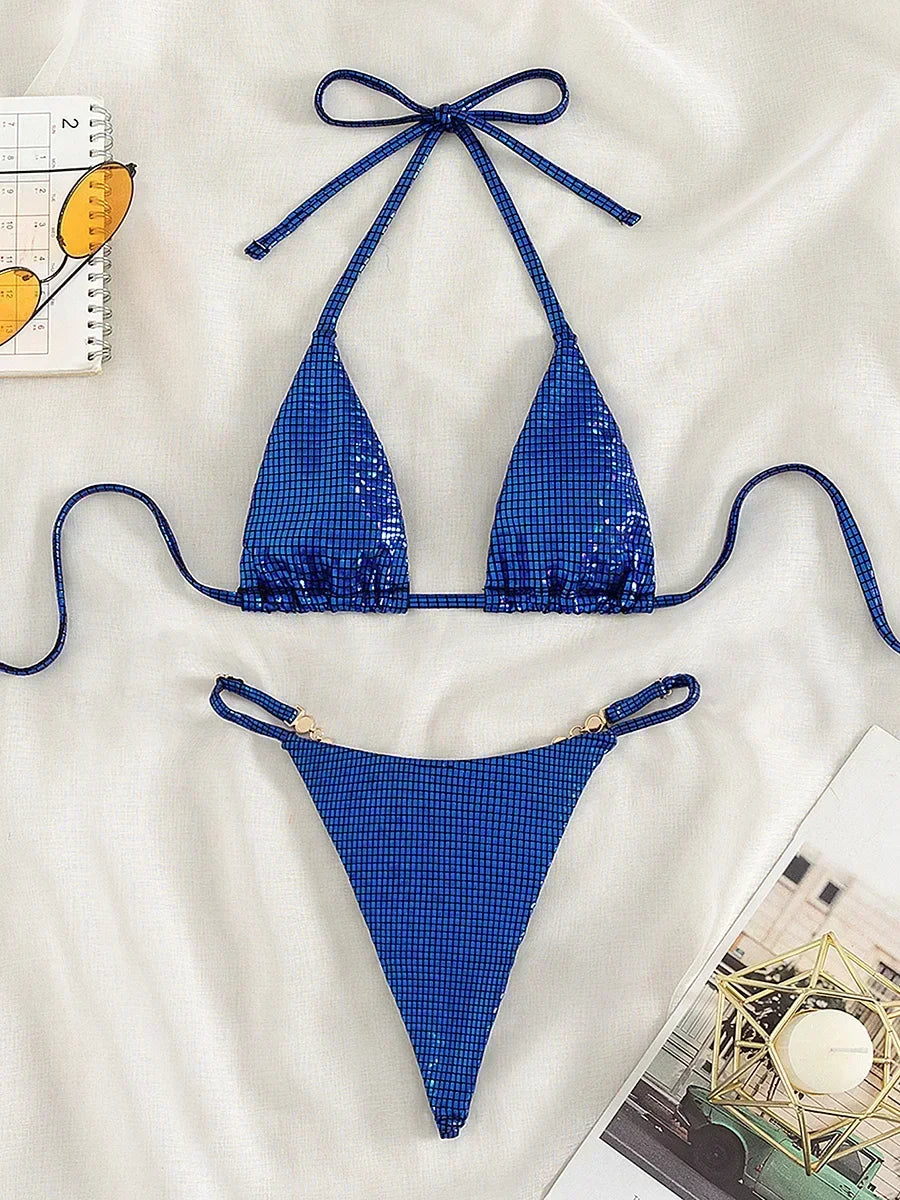 Sexy Extreme Mini Micro Thong Bikini Diamond Bikinis Female Swimsuit Women Swimwear Two-pieces Bikini Set Bathing Suit Swim