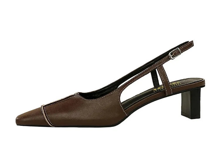 Design Shallow Women Pumps Pointed Toe Sling backs Sandals Elegant Office Work Thin High Heels Shoe Retro Shoes Women