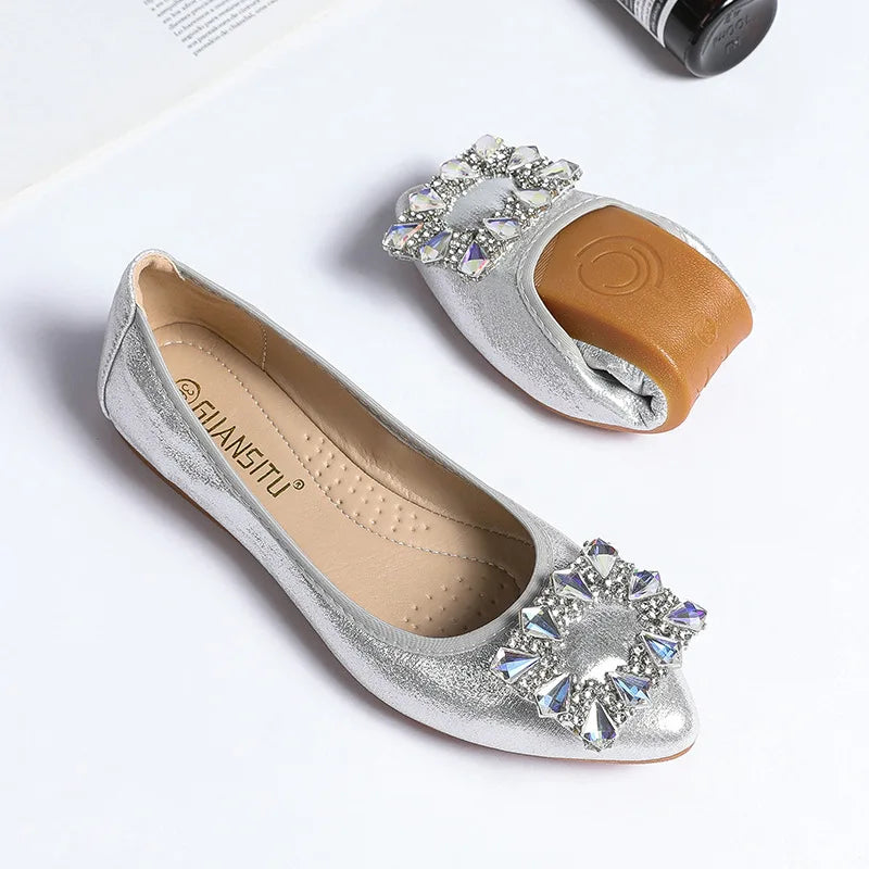 Flat Women Shoes Slip On Rhinestone Fashion Female Loafers Breathable Ballet Flats for Women
