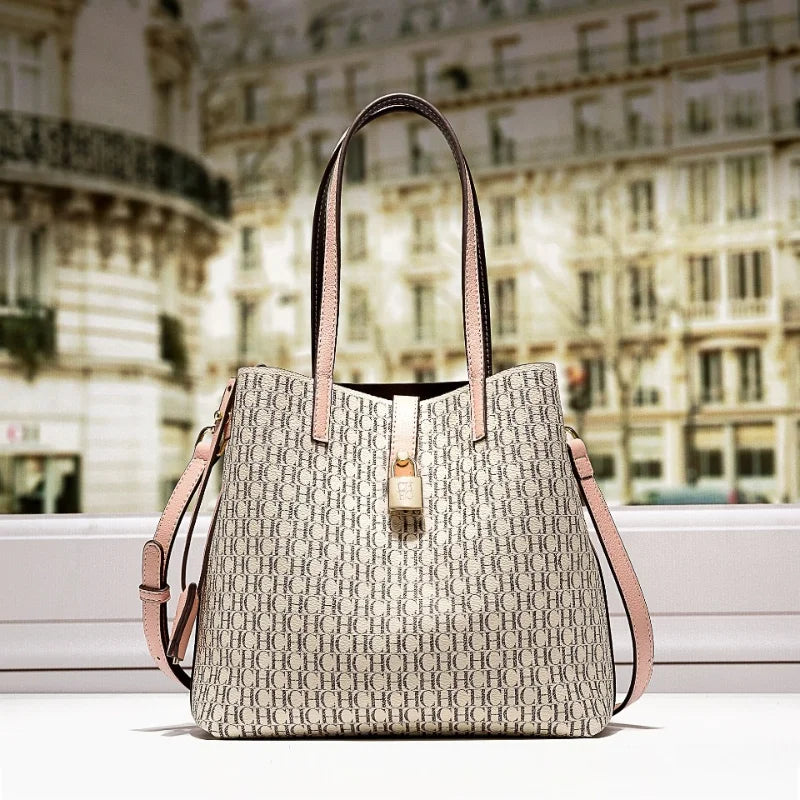 Premium Versatile Leather Crossbody Bag Ladies Large Capacity Daily Commuter Tote Bag Letter Print Design Ladies Fashio
