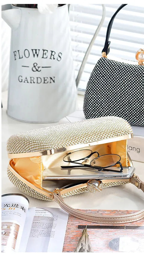 Stylish Simple Sparkling Full Diamond Handbag Temperament Shoulder Sparkling Diamond Crossbody - Simple Yet Stylish Banquet Bag