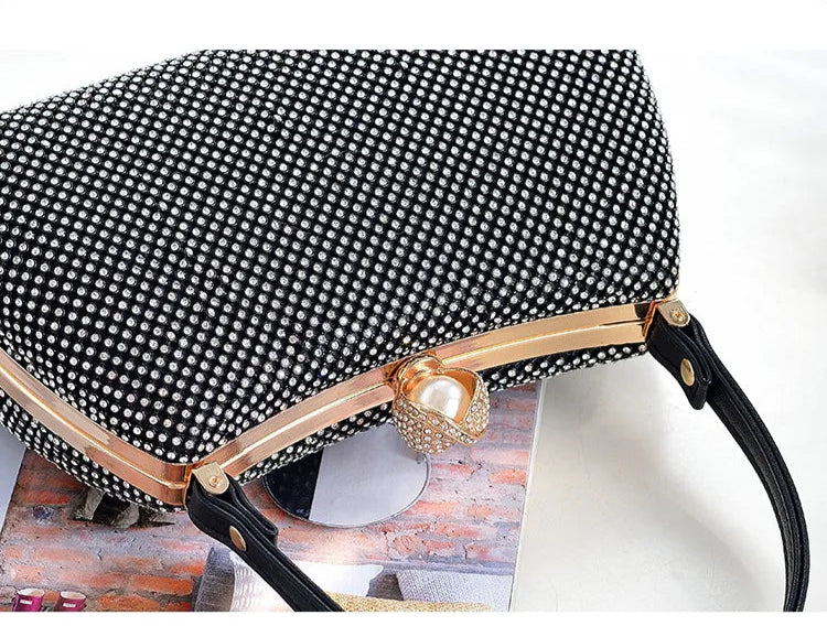 Stylish Simple Sparkling Full Diamond Handbag Temperament Shoulder Sparkling Diamond Crossbody - Simple Yet Stylish Banquet Bag