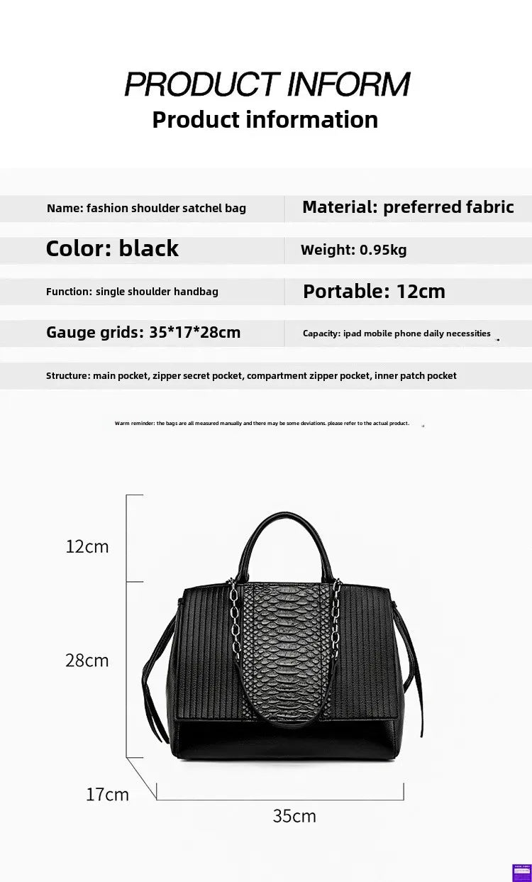 Fashionable Crocodile Pattern Tote Bag Women's Large Capacity Handbag High-End Feel Shoulder Bag Cross-Border New Model