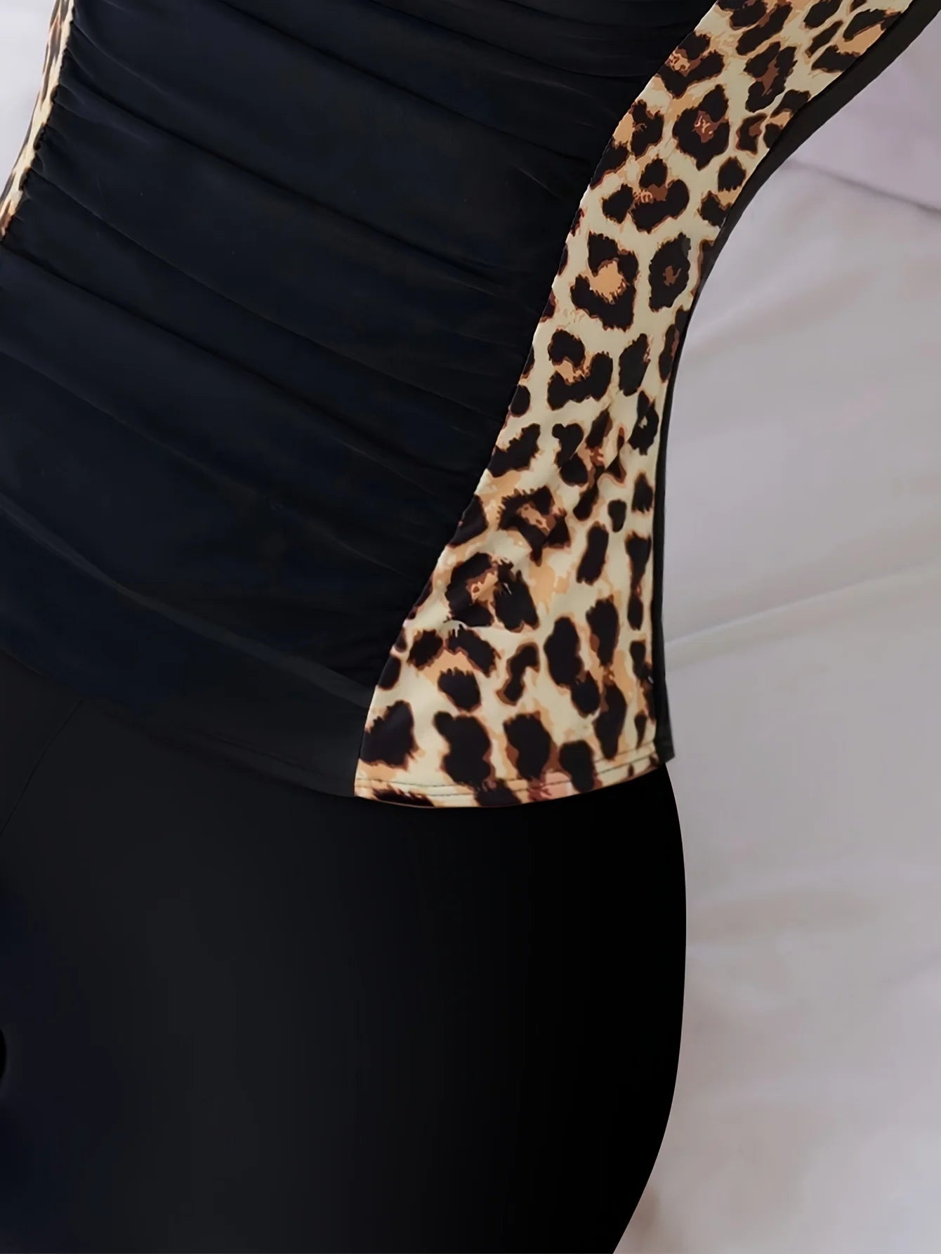 Women's Leopard Print Summer Beach Tankini Swimsuit Set, Consisting of Vest and Boxer Shorts