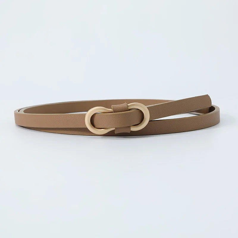 Black White Adjustable PU Leather Women Thin Belts Dress Coat Pant Skinny Ladies Waistband Strap Gold Buckle Female Waistbelt Natalia Home Fashion bazikou-pu-1X110cm-khaki Natalia Home Fashion