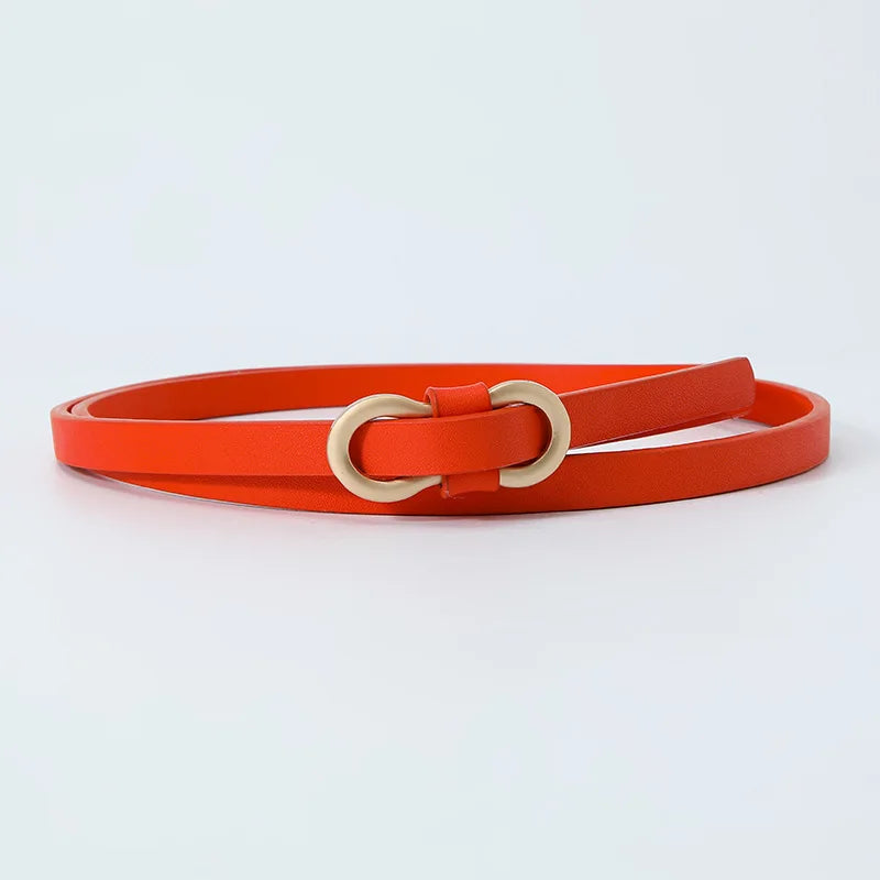 Black White Adjustable PU Leather Women Thin Belts Dress Coat Pant Skinny Ladies Waistband Strap Gold Buckle Female Waistbelt Natalia Home Fashion bazikou-pu-1X110cm-orange Natalia Home Fashion