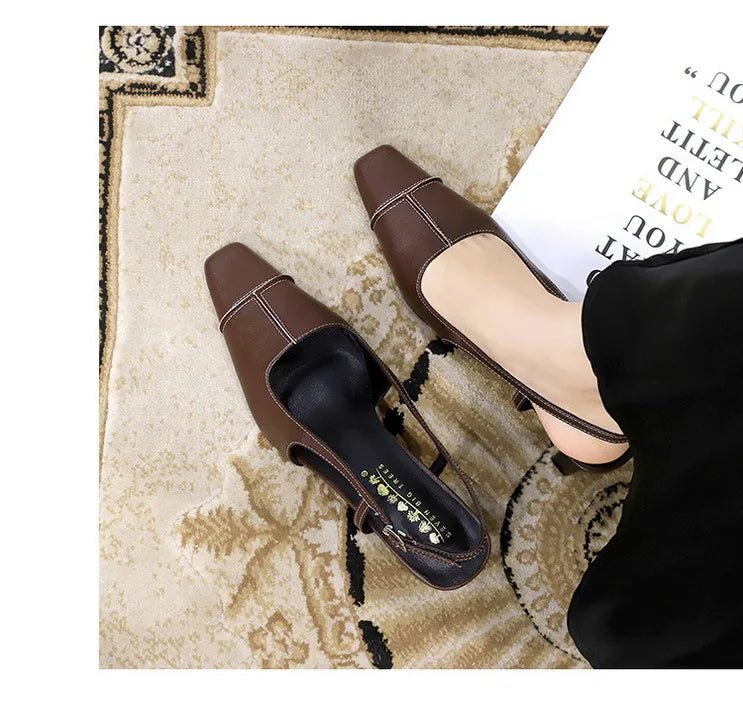 Design Shallow Women Pumps Pointed Toe Sling backs Sandals Elegant Office Work Thin High Heels Shoe Retro Shoes Women