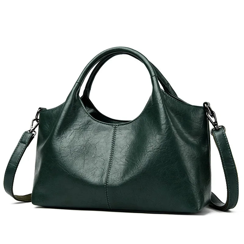 Fashionable Pure Color Basket Handbag Women's Commuter Bag Soft PU Leather Vintage Style Single Shoulder Bag with Internal Zipper