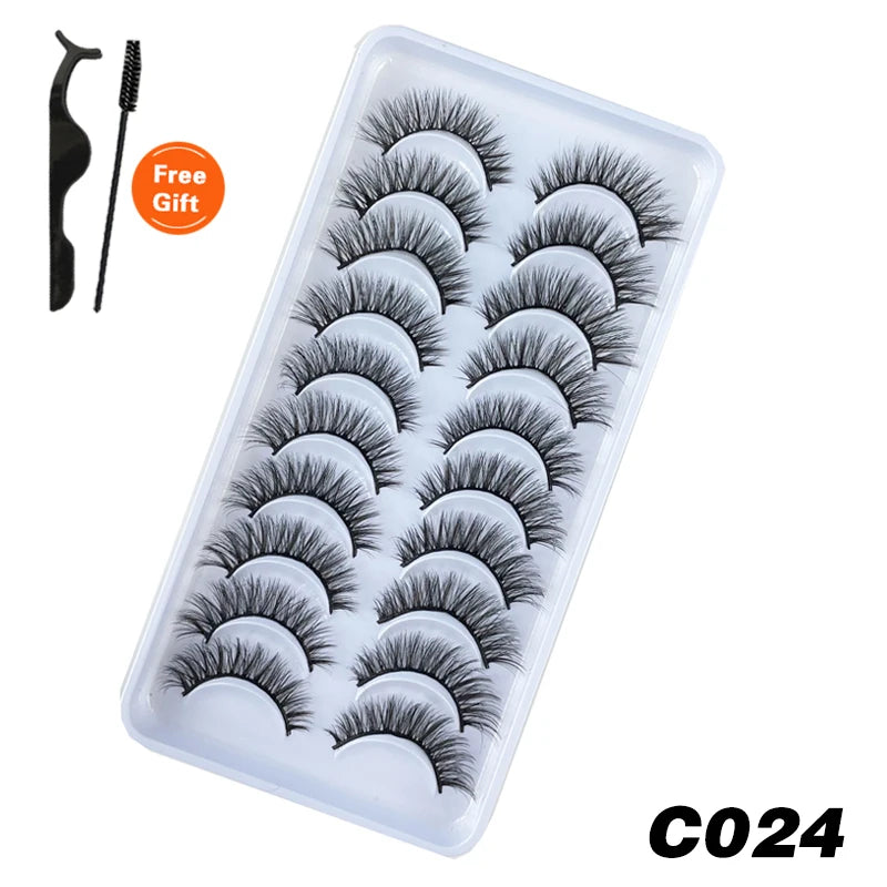 DEVOSERVICE Lashes 6/10pairs Natural Short False Eyelashes 3D Mink Lashes Extensions False Eyelashes Faux Cils Makeup Wholesale Natalia Home Fashion C024-10Pairs-CHINA Natalia Home Fashion