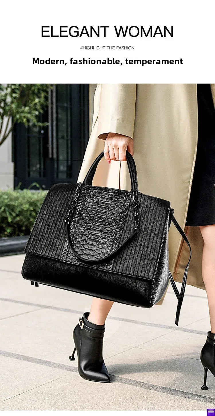 Fashionable Crocodile Pattern Tote Bag Women's Large Capacity Handbag High-End Feel Shoulder Bag Cross-Border New Model