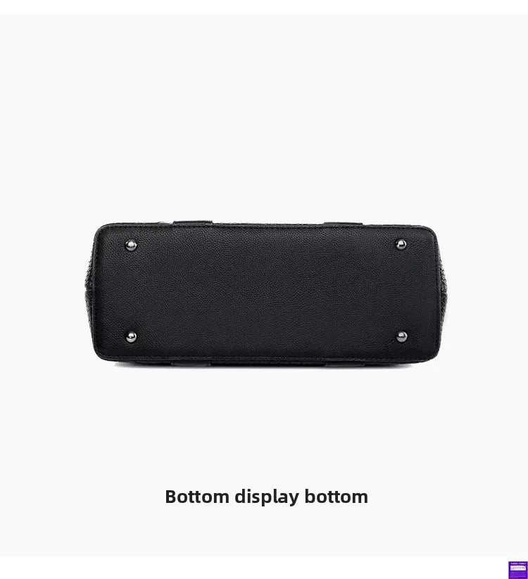 Large Capacity Ladies Handbag Fashion Woven Pattern Shoulder Bag Vintage Style Polyester Lining Soft PU Leather Material Commuter Bag
