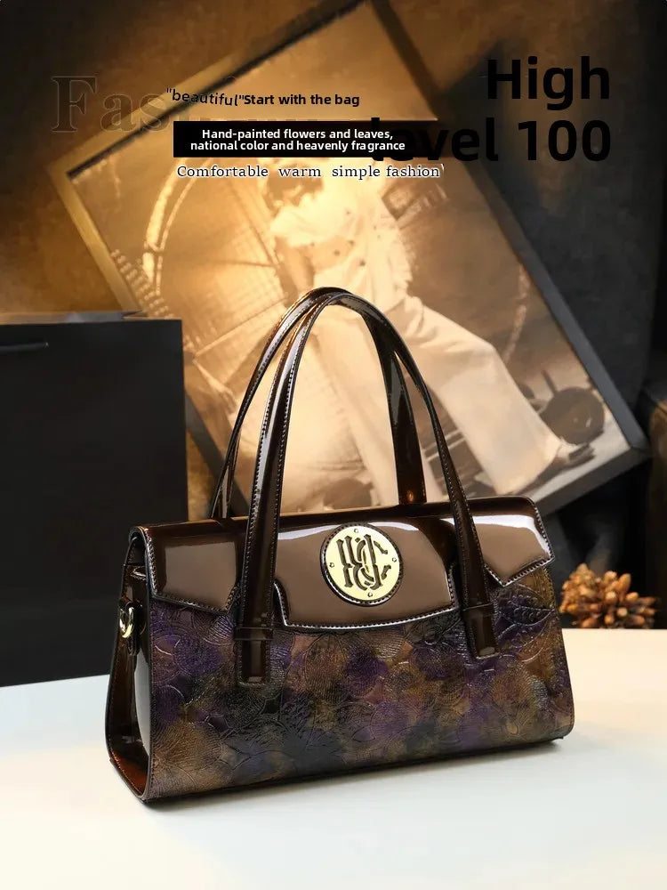 Fashionable Midlife Mom Handbag Soft PU Leather Women's Bag Elegant High-End Crossbody Handbag Polyester Lining
