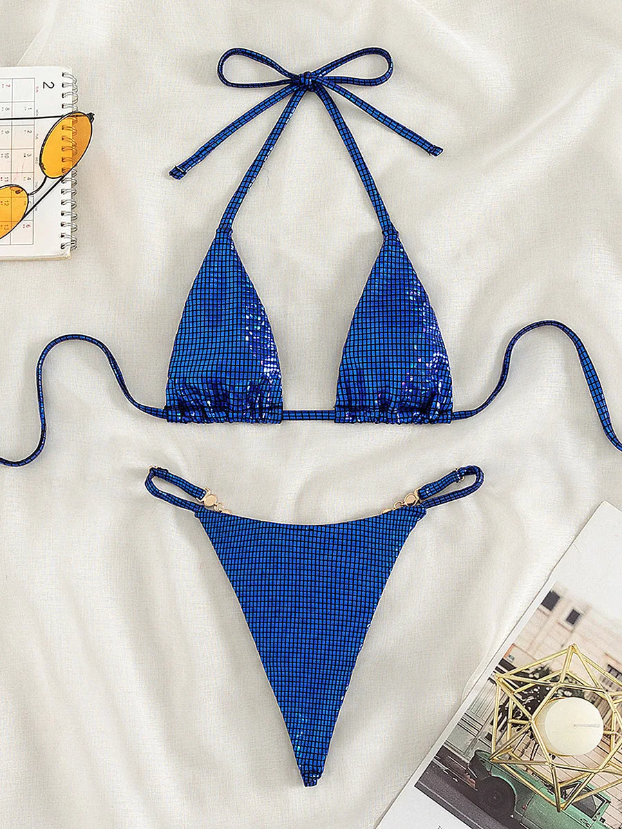 Sexy Extreme Mini Micro Thong Bikini Diamond Bikinis Female Swimsuit Women Swimwear Two-pieces Bikini Set Bathing Suit Swim