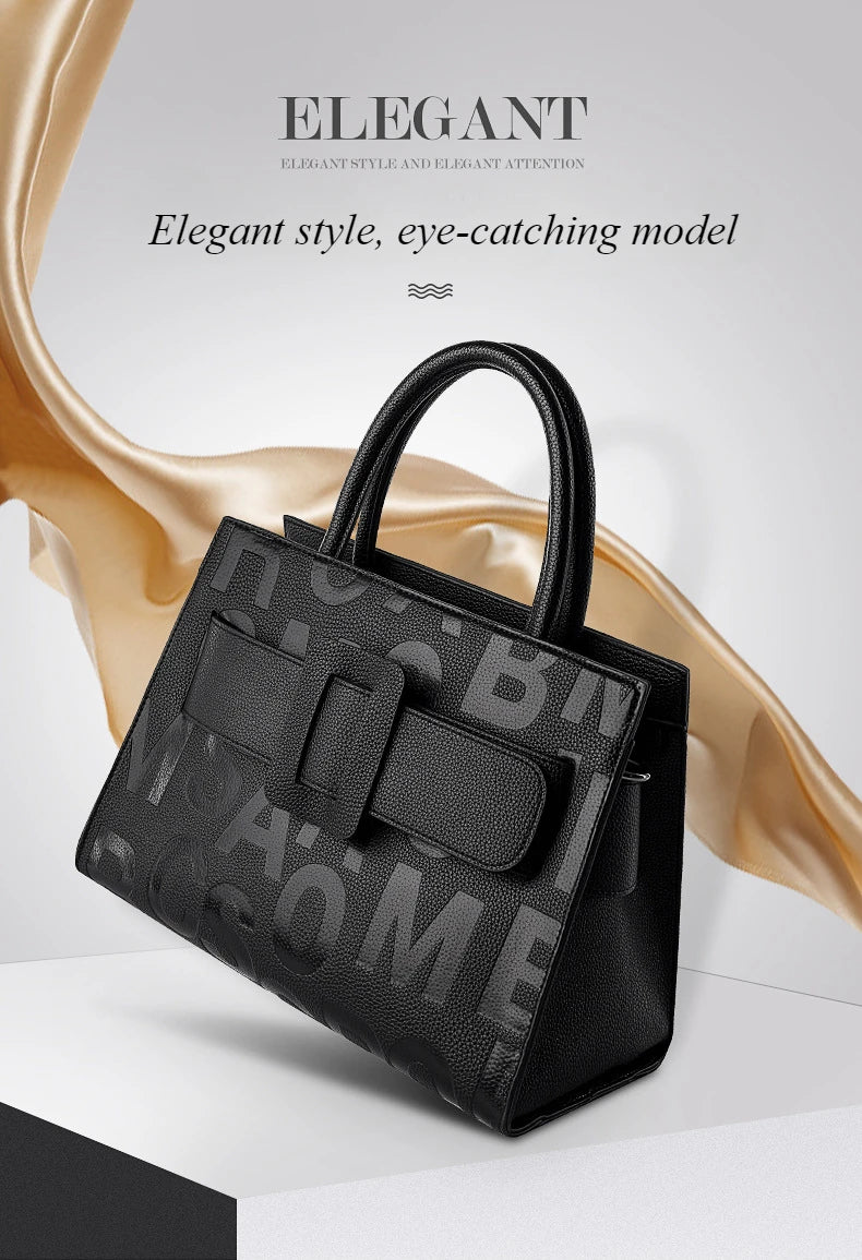 Bags for Women Trend Large-capacity Tote Bag, High Quality PU Leather Women's Retro Fashion Letter Handbag, Shoulder Bag