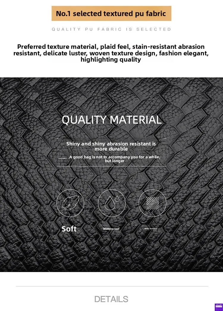Large Capacity Ladies Handbag Fashion Woven Pattern Shoulder Bag Vintage Style Polyester Lining Soft PU Leather Material Commuter Bag