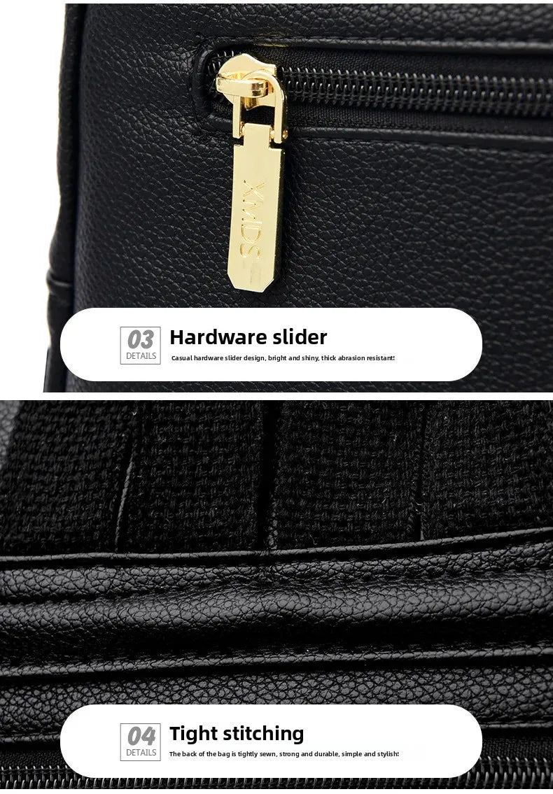 Soft Leather Dual-Shoulder Bag Student Backpack Travel Versatile Women's Bag