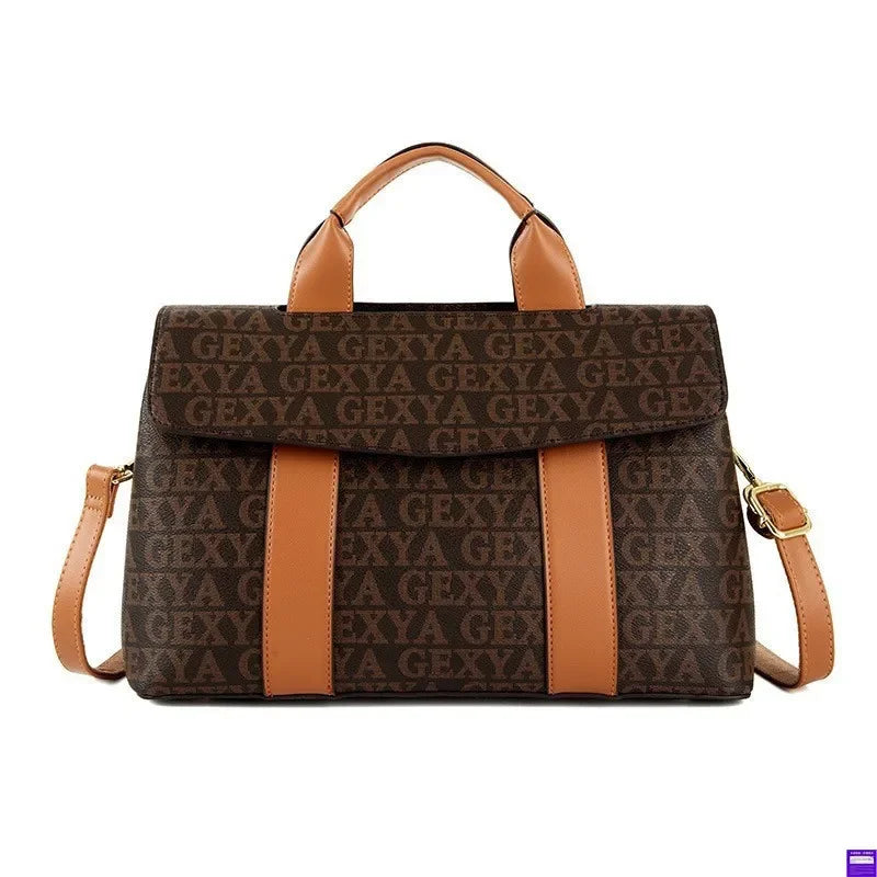 Large Capacity Ladies Handbag Fashion Woven Pattern Shoulder Bag Vintage Style Polyester Lining Soft PU Leather Material Commuter Bag