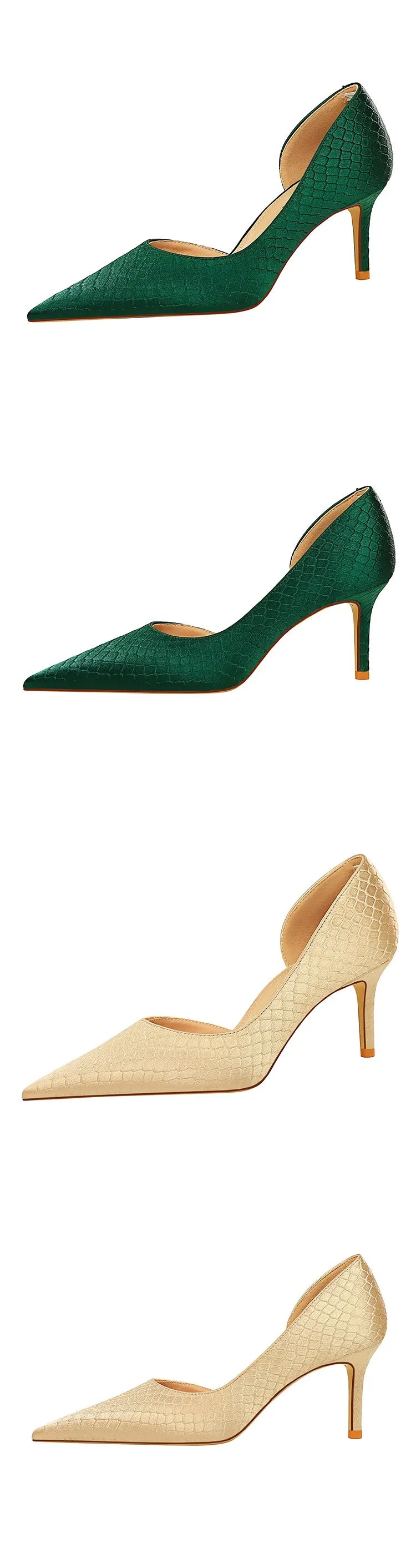 Shoes Woman Pumps Pointed Toe Shallow High Heels Snakeskin Satin Thin Heel Sandals Stiletto Party Shoes