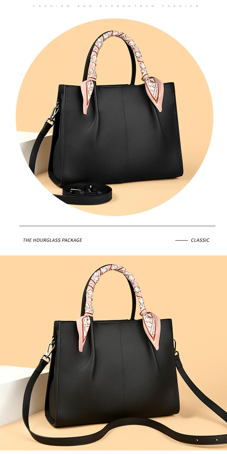 Genuine Leather Women Shoulder Crossbody Bag Large Capacity Soft Cowhide Handbag Ladies Tote Sac