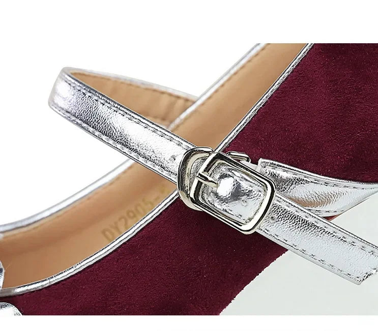 Metal Wedges 6 cm Women Pumps Flower Design High Heels Suede Sexy Party Shoes Buckle Ladies Shoes Women Wedges