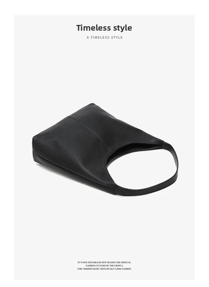 Retro Solid Color Large Capacity Women's Shoulder Bag Fashionable Versatile Niche Tote Bag Underarm Single Shoulder
