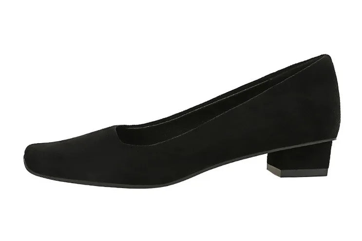 Women Fashion Style Quality Square Toe Low Heel Pumps Lady Prom Suede Shallow Mouth Thick High OL Single Shoes