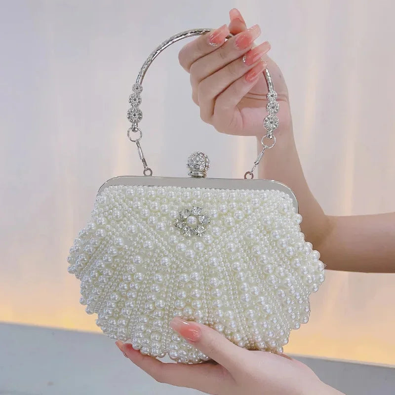 Pearl Handbag Women's Evening Dress Bag Ball Gown Diamond Clutch Bag Elegant Lady Purse