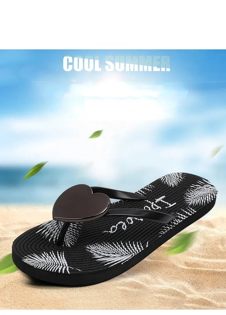 House Slipper Women Heart Love Cloud Sandals Summer Flip Flops Beach Slides Casual Home Shoes Platform Bathroom Flat Female