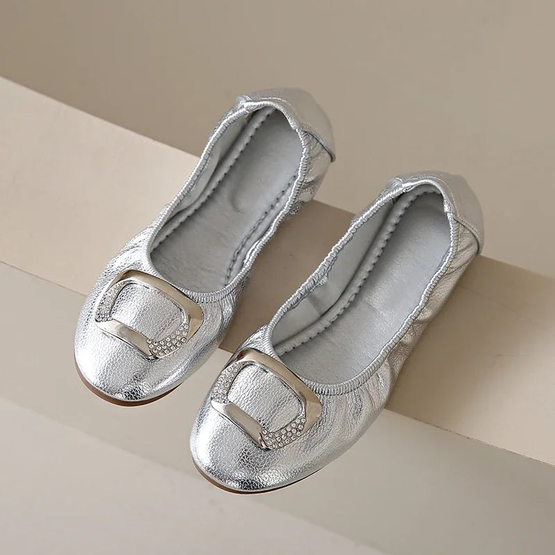 Comfort Slip-On Ladies Shoes New Leather Women Flats Round Toe Flat Shoes