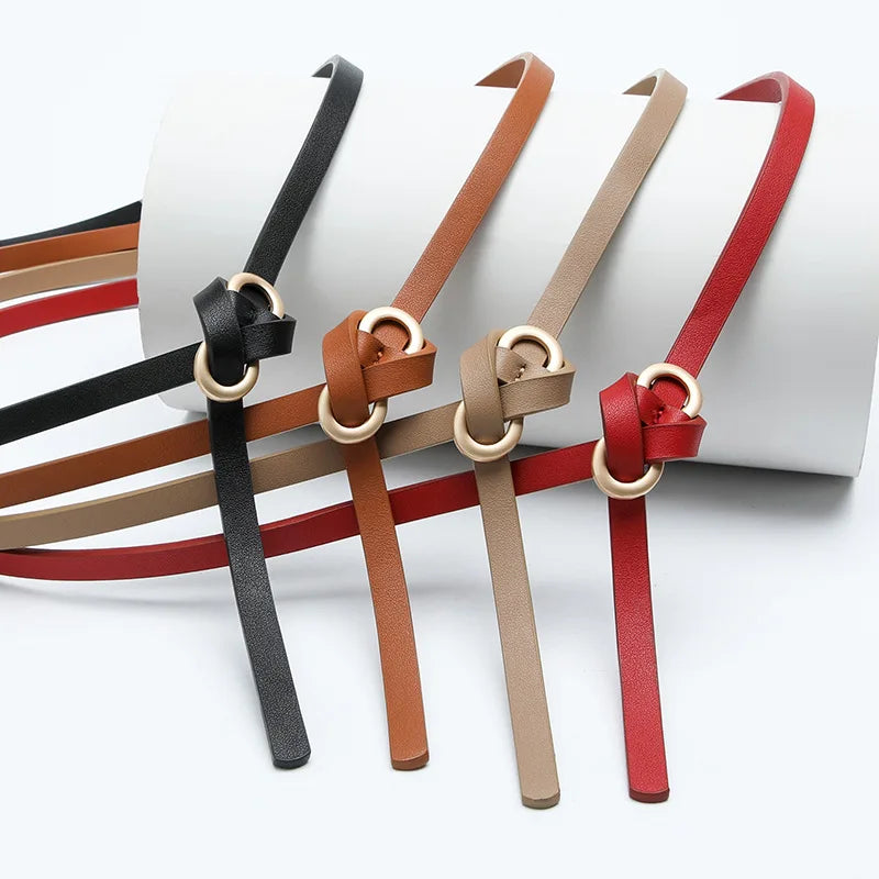 Black White Adjustable PU Leather Women Thin Belts Dress Coat Pant Skinny Ladies Waistband Strap Gold Buckle Female Waistbelt Natalia Home Fashion Natalia Home Fashion