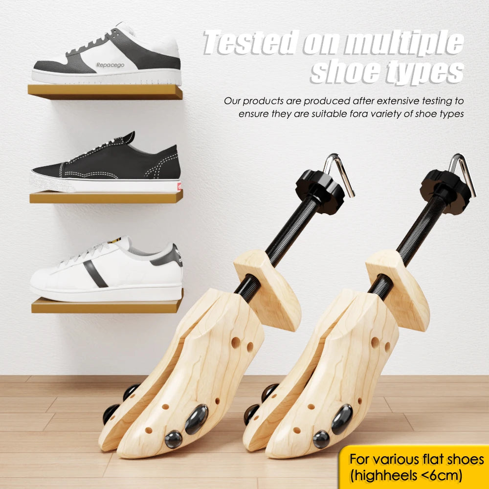 1/2 Pc Wooden Shoe Trees Adjustable Shoe Stretcher Expander Women Unisex Length Width shoes Extender Keeper Heels