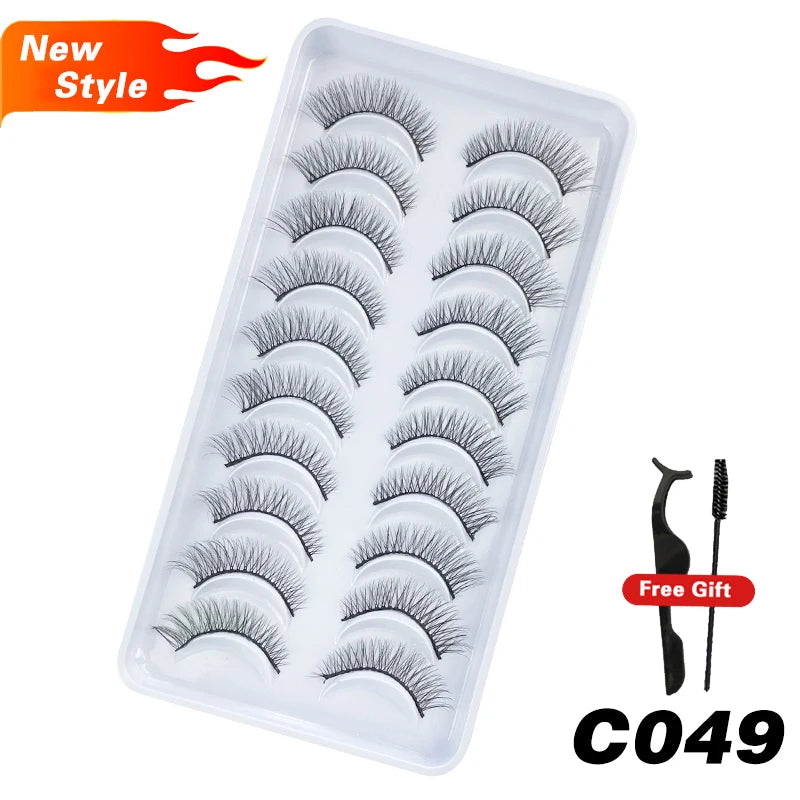 DEVOSERVICE Lashes 6/10pairs Natural Short False Eyelashes 3D Mink Lashes Extensions False Eyelashes Faux Cils Makeup Wholesale Natalia Home Fashion C049-10Pairs-CHINA Natalia Home Fashion