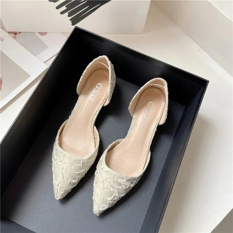 Fashionable Women's Shoes Summer Pointed Toe Low Heel Back Strap Sandals Clumsy Heel Elegant Colors