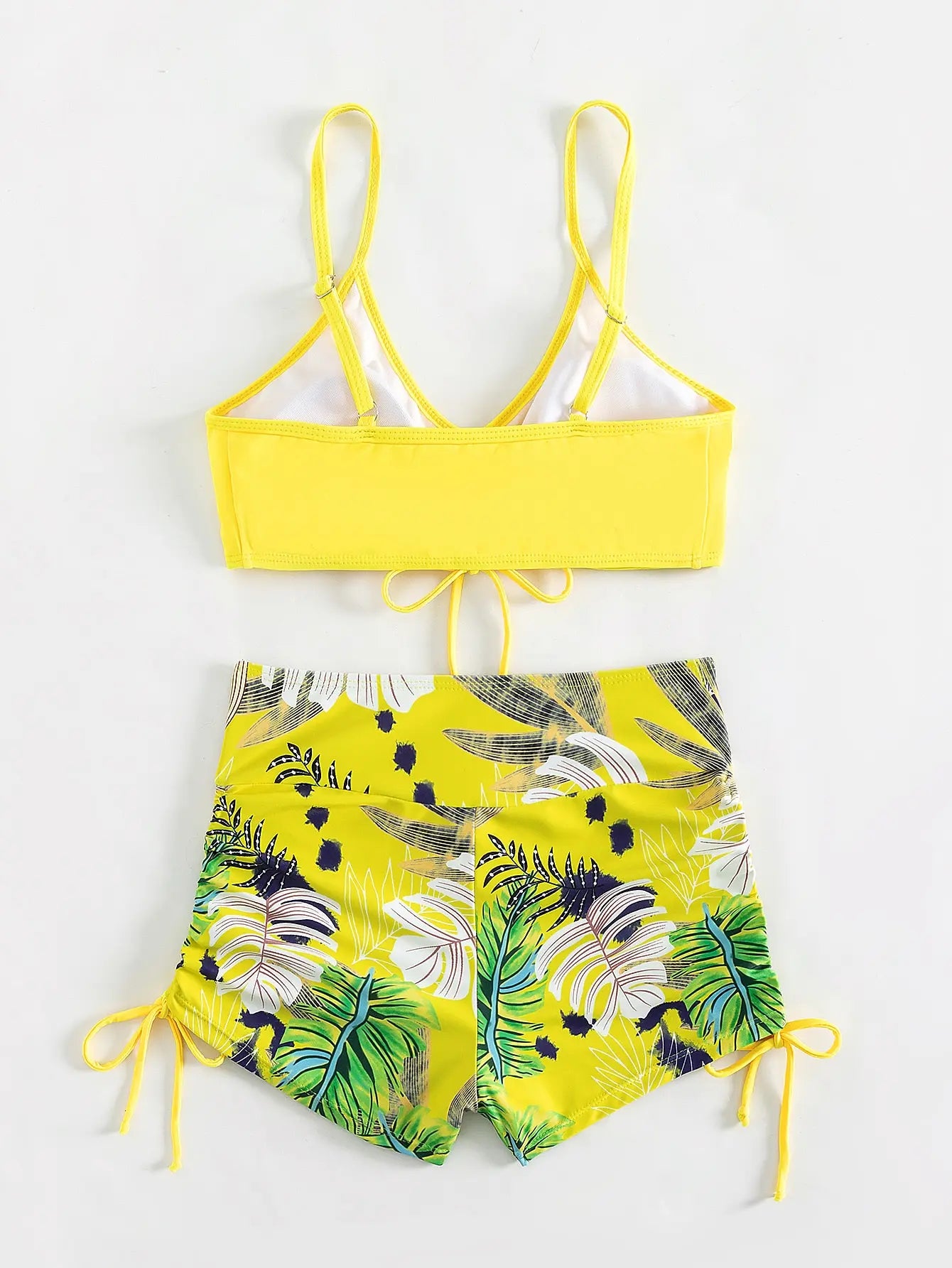 Tie Dye Bikini Drawstring Swimsuit Women High Waist Shorts Swimwear Female Padded Bathing Suit Swimming Beachwear Summer