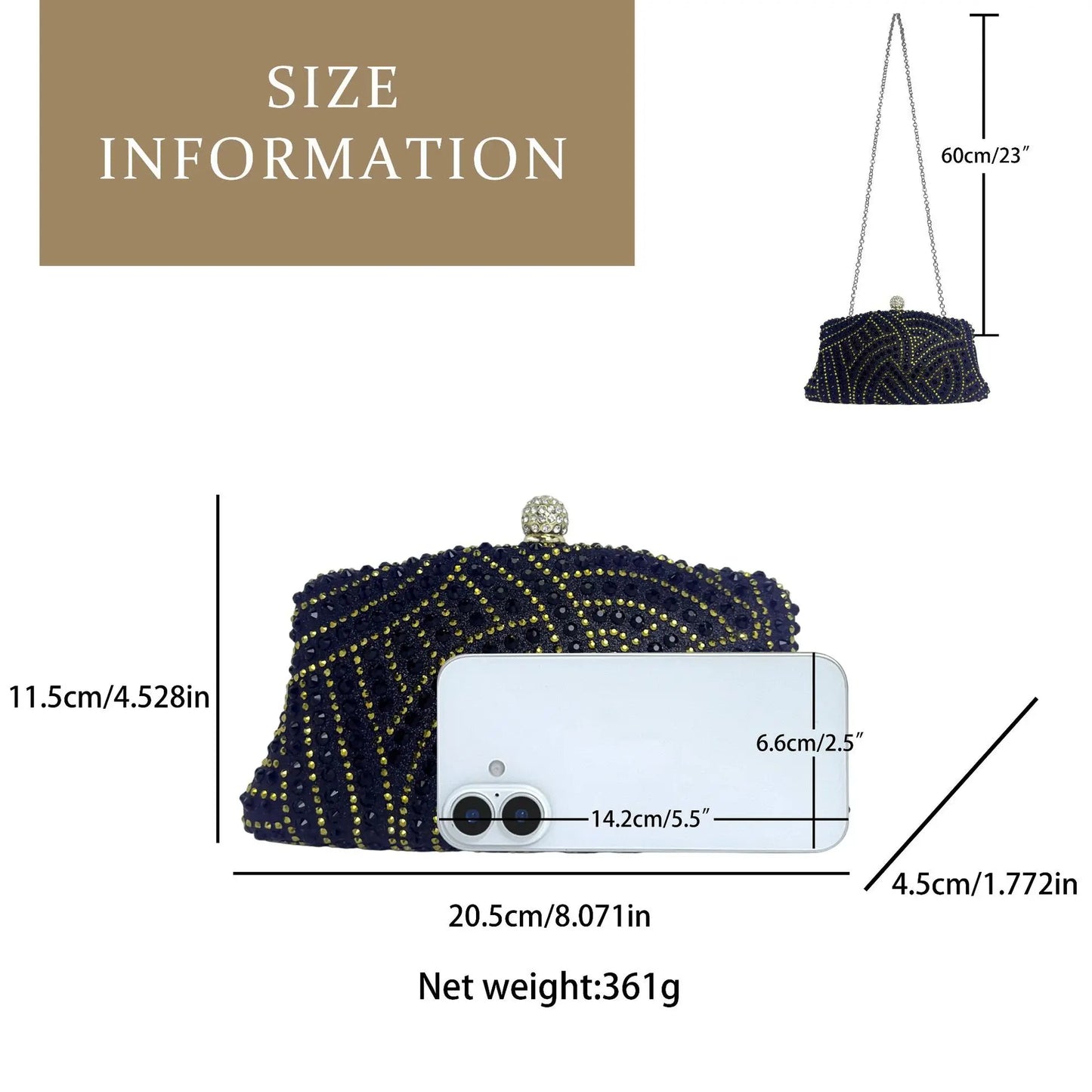 Women's Bags Women's Shiny Rhinestone Dinner Bags Can Be Matched With Dress Clutch Bags Fashion Temperament Elegant Clutch Bag