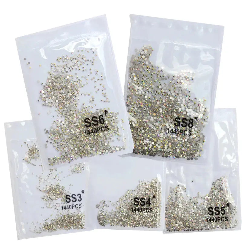 SS3-SS8 1440 pcs Clear Crystal AB gold 3D Non Hot Fix Flat Back Nail Art Rhinestones Decorations Natalia Home Fashion Natalia Home Fashion