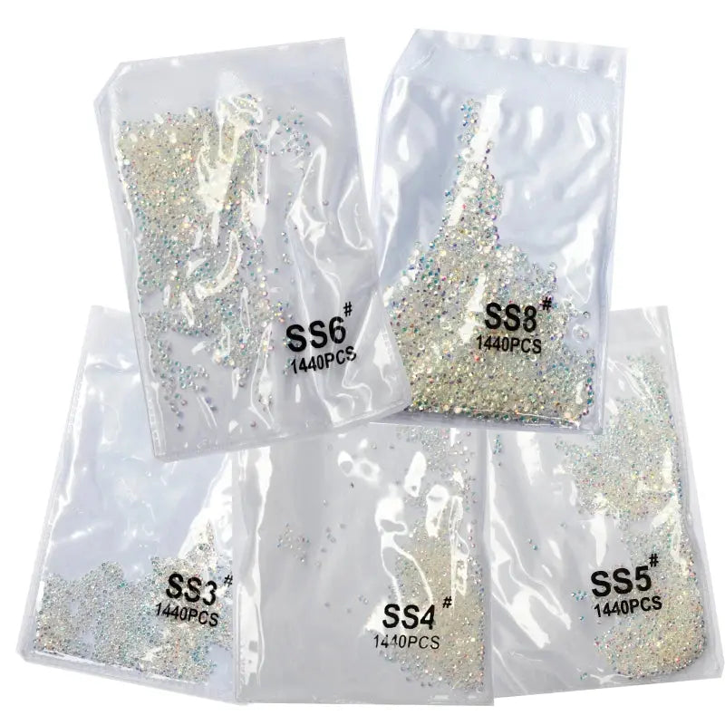 SS3-SS8 1440 pcs Clear Crystal AB gold 3D Non Hot Fix Flat Back Nail Art Rhinestones Decorations Natalia Home Fashion Natalia Home Fashion