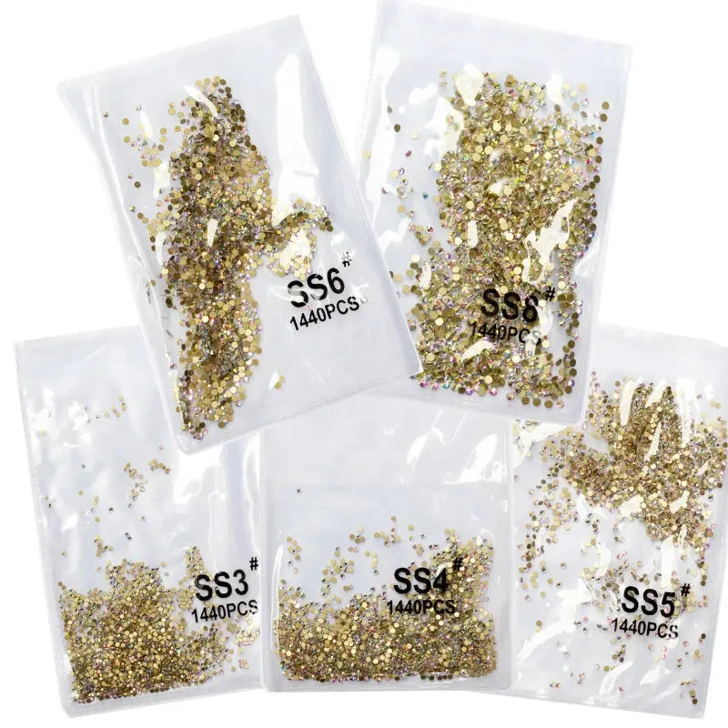 SS3-SS8 1440 pcs Clear Crystal AB gold 3D Non Hot Fix Flat Back Nail Art Rhinestones Decorations Natalia Home Fashion Natalia Home Fashion