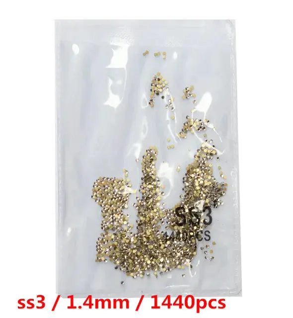 SS3-SS8 1440 pcs Clear Crystal AB gold 3D Non Hot Fix Flat Back Nail Art Rhinestones Decorations Natalia Home Fashion Gold-white-SS3-1440 Natalia Home Fashion