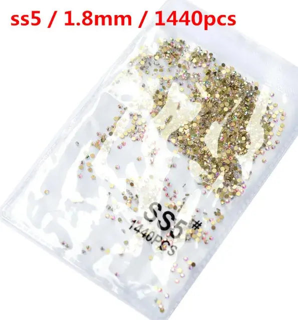 SS3-SS8 1440 pcs Clear Crystal AB gold 3D Non Hot Fix Flat Back Nail Art Rhinestones Decorations Natalia Home Fashion Gold-AB-SS5-1440pcs Natalia Home Fashion