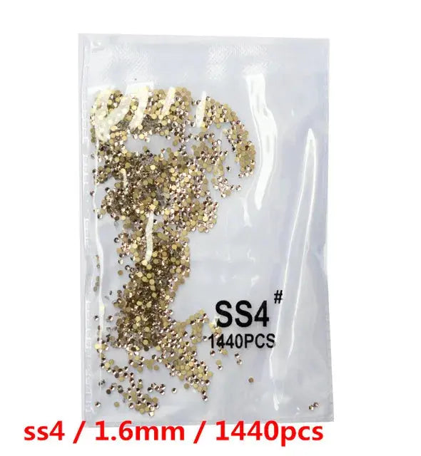 SS3-SS8 1440 pcs Clear Crystal AB gold 3D Non Hot Fix Flat Back Nail Art Rhinestones Decorations Natalia Home Fashion Gold-white-SS4-1440 Natalia Home Fashion
