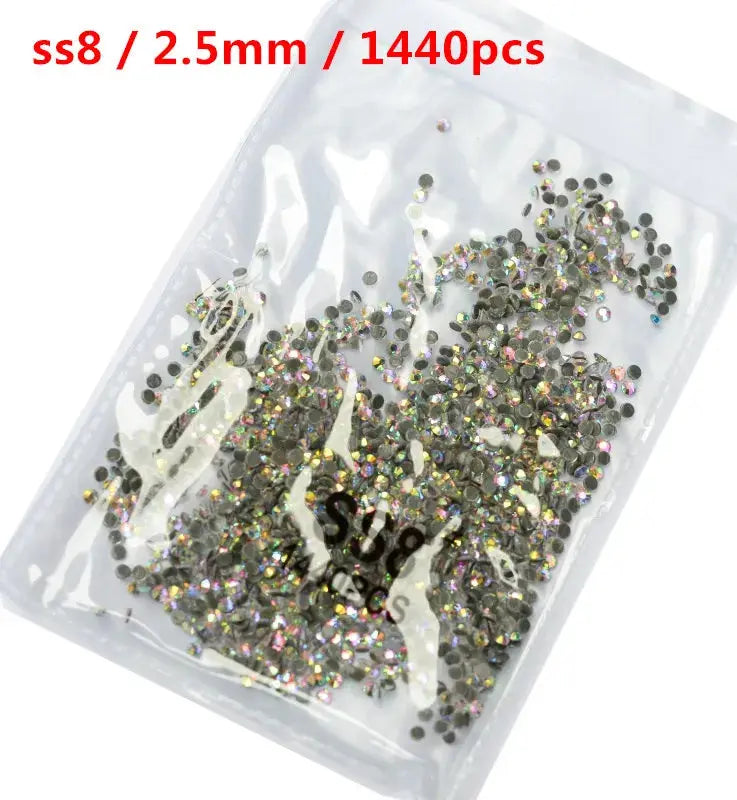 SS3-SS8 1440 pcs Clear Crystal AB gold 3D Non Hot Fix Flat Back Nail Art Rhinestones Decorations Natalia Home Fashion Glue-AB-SS8-1440pcs Natalia Home Fashion