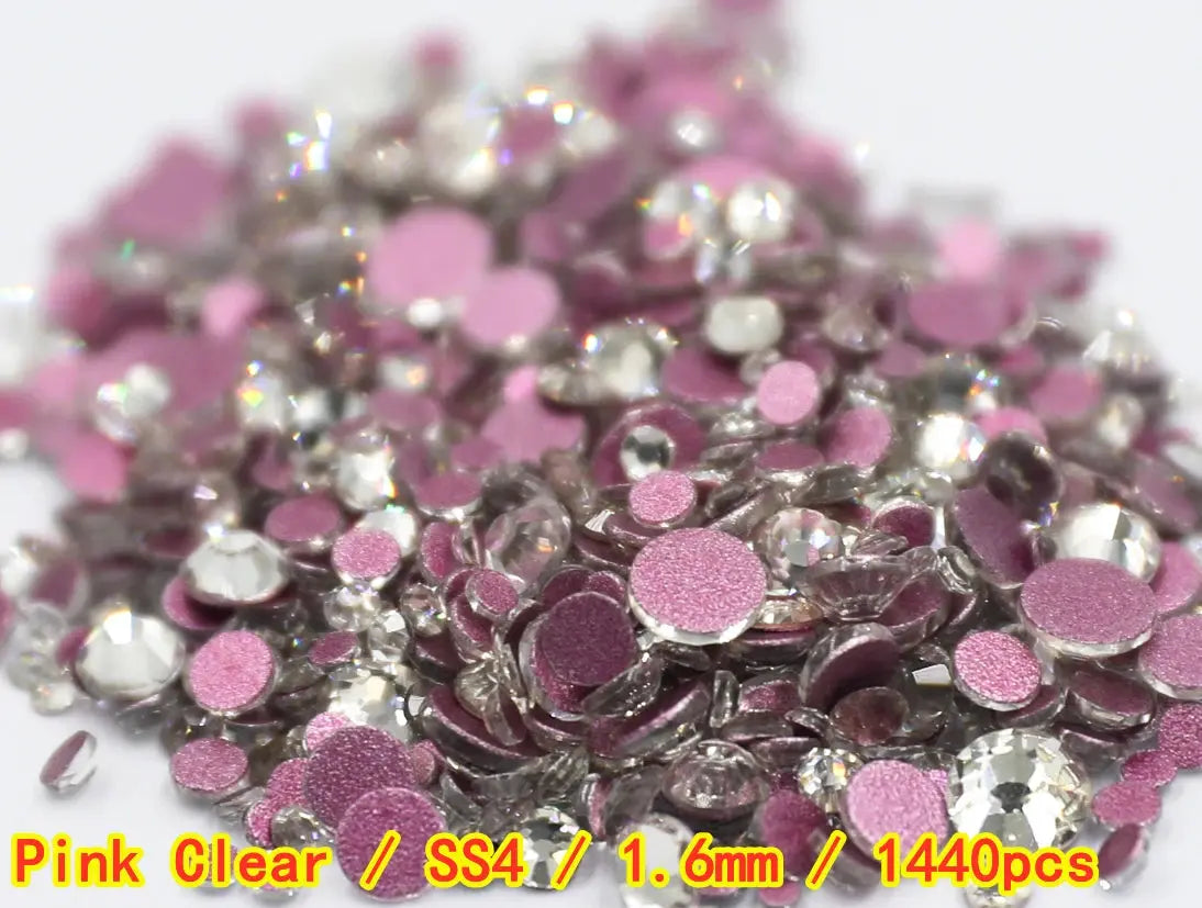 SS3-SS8 1440 pcs Clear Crystal AB gold 3D Non Hot Fix Flat Back Nail Art Rhinestones Decorations Natalia Home Fashion Pink-Clear-SS4-1440 Natalia Home Fashion