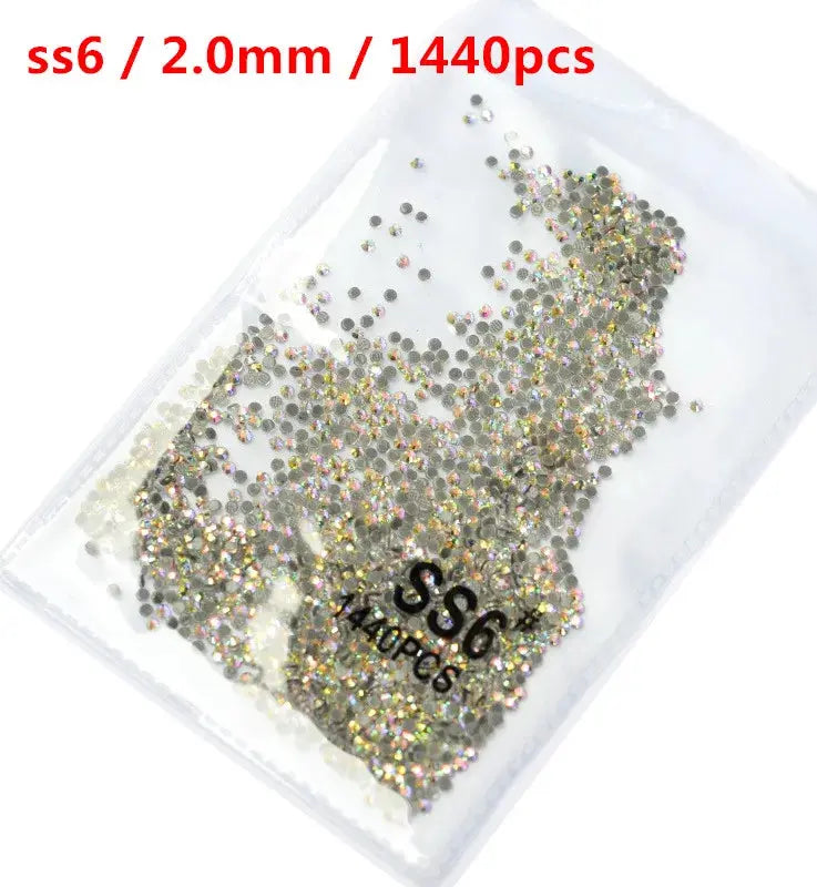 SS3-SS8 1440 pcs Clear Crystal AB gold 3D Non Hot Fix Flat Back Nail Art Rhinestones Decorations Natalia Home Fashion Glue-AB-SS6-1440pcs Natalia Home Fashion