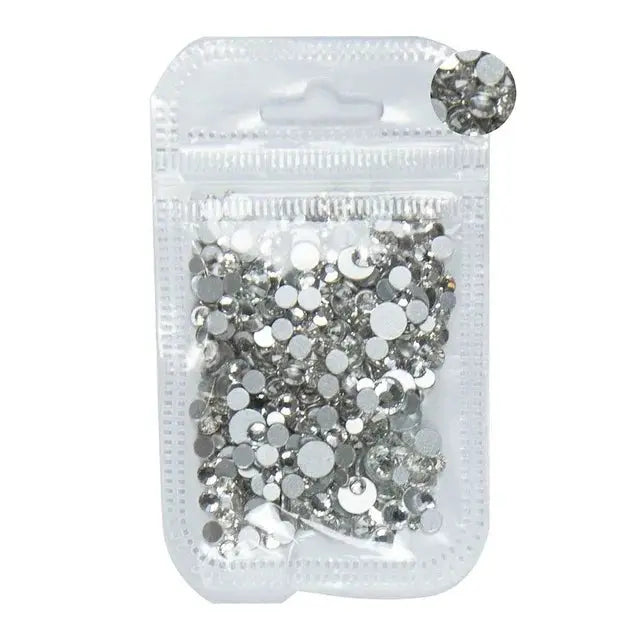 SS3-SS8 1440 pcs Clear Crystal AB gold 3D Non Hot Fix Flat Back Nail Art Rhinestones Decorations Natalia Home Fashion Clear-white-Mix5Gram Natalia Home Fashion