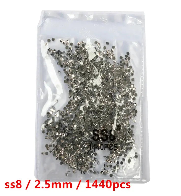 SS3-SS8 1440 pcs Clear Crystal AB gold 3D Non Hot Fix Flat Back Nail Art Rhinestones Decorations Natalia Home Fashion Glue-white-SS8-1440 Natalia Home Fashion