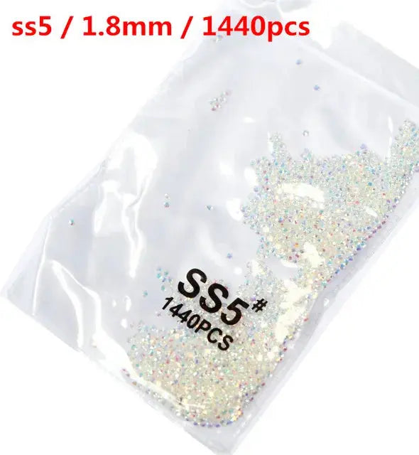 SS3-SS8 1440 pcs Clear Crystal AB gold 3D Non Hot Fix Flat Back Nail Art Rhinestones Decorations Natalia Home Fashion Clear-AB-SS5-1440 Natalia Home Fashion