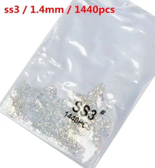 SS3-SS8 1440 pcs Clear Crystal AB gold 3D Non Hot Fix Flat Back Nail Art Rhinestones Decorations Natalia Home Fashion Clear-AB-SS3-1440 Natalia Home Fashion