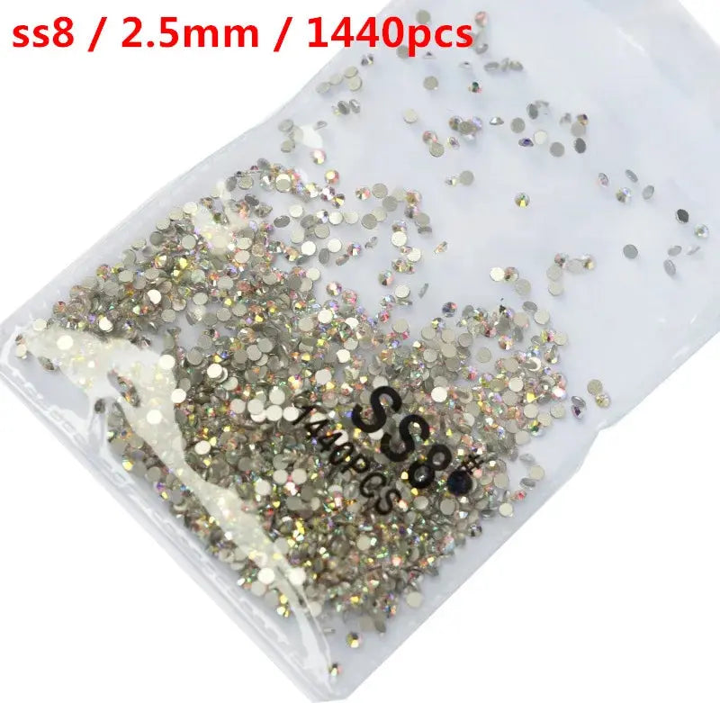 SS3-SS8 1440 pcs Clear Crystal AB gold 3D Non Hot Fix Flat Back Nail Art Rhinestones Decorations Natalia Home Fashion AB-SS8-1440pcs Natalia Home Fashion