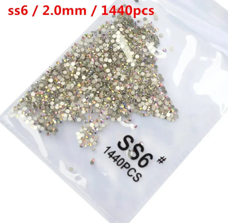 SS3-SS8 1440 pcs Clear Crystal AB gold 3D Non Hot Fix Flat Back Nail Art Rhinestones Decorations Natalia Home Fashion AB-SS6-1440pcs Natalia Home Fashion